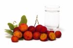 Strawberry Tree (arbutus Unedo) Fruit With Aguardiente Stock Photo