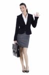 Business Woman Says Hi Stock Photo