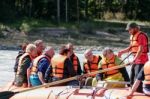 Jasper, Alberta/canada - August 9 : Whitewater Rafting On The At Stock Photo