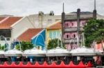 Large Umbrellas At Clarke Quay In Singapore Stock Photo