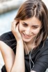 Woman Checking Her Smart Phone Stock Photo