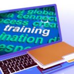 Training Word Cloud Laptop Means Education Development And Learn Stock Photo