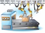 Cartoon  Illustration Interior Factory Room With Separated Layers Stock Photo