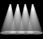 Four White Spotlights In Row Stock Photo