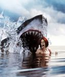 Shark Attack,3d Mixed Media For Book Illustration Or Book Cover Stock Photo