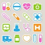 Medical Sticker Icons Set, . Illustration Stock Photo