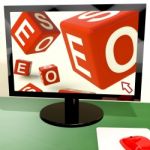 Seo Dice On Computer Showing Online Web Optimization Stock Photo