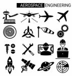 Set Of Aerospace Engineering Icon Design For Airplane Stock Photo