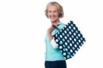 Fashionable Old Lady With Shopping Bag Stock Photo