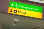 Emergency Exit And Ramp Access Sign Stock Photo