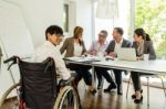 Portrait Of A Man In Wheelchair Stock Photo