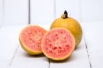 Fresh Guava Fruits On A White Background Stock Photo