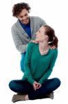 Charming Young Couple, Studio Shot Stock Photo