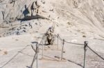 The Cables Up Half Dome In Yosemite National Park Stock Photo