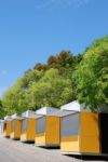 Yellow Kiosks At The Park Stock Photo