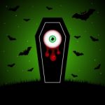 Halloween Coffin Blood Eyeball Graveyard Bat Stock Photo