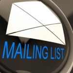 Mailing List Envelope Means Contacts Or Email Database Stock Photo