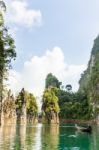 Travel Island And Green Lake ( Guilin Of Thailand ) Stock Photo