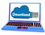 Download Memory Laptop Shows Online Sharing With Cloud Storage Stock Photo