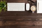 Business Workspace On Top View Stock Photo