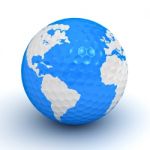 Golf Ball With Globe Map Stock Photo