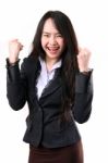 Business Lady Celebrating Success Stock Photo