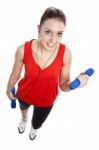 Woman Exercising With Weights Stock Photo