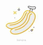 Thin Line Icons, Banana Stock Photo