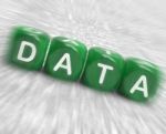 Data Dice Displays Info Statistics And Backup Stock Photo