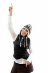 Young lady Wearing Woolen Cap Stock Photo