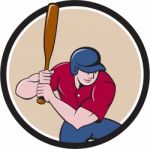 Baseball Player Batting Circle Cartoon Stock Photo