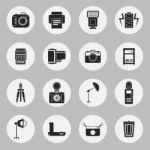 Camera And Accessory Icon Set  Illustration Stock Photo