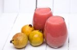 Fresh Guava Juice On A White Background Stock Photo