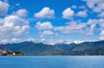 View Over Lake Maggiore And Alps Mountains Stock Photo