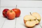 Fresh Tasty Red Apple Fruits Isolated On A White Background Stock Photo