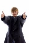 Teenage Boy Showing Thumbs Up Stock Photo