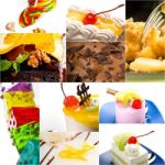 Dessert Cake And Sweets Collection Collage Stock Photo