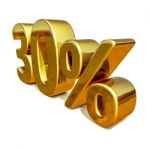 3d Gold 30 Thirty Percent Discount Sign Stock Photo