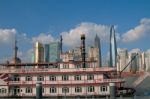 Shanghai Pudong View From Puxi Stock Photo