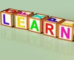 Kids Blocks With Learn Text Stock Photo