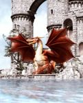 3d Fantasy Dragon In Mythical Island Stock Photo