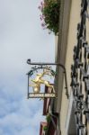 Goldener Hirsch Hanging Sign In Rothenburg Stock Photo