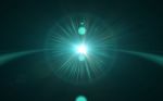 Abstract Sun Burst With Digital Lens Flare Light Over Black Background Stock Photo