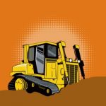 Mechanical Digger Excavator Retro Stock Photo