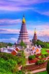 Landmark Pagoda In Doi Inthanon National Park At Chiang Mai, Thailand Stock Photo