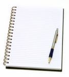 Open Note Book With Pen Stock Photo