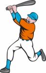 American Baseball Player Batting Homer Cartoon Stock Photo