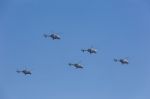 Ansat-u Light Multipurpose Helicopters Fly On Military Parade De Stock Photo