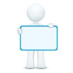 3d Character Holding Blank Board Stock Photo