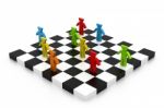 Character People On Chessboard Stock Photo